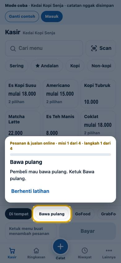 Langkah 1: Pembeli mau bawa pulang. Ketuk Bawa pulang.