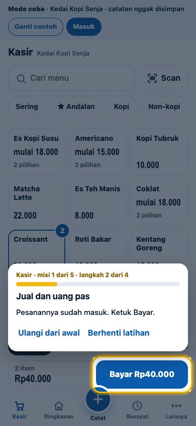 Langkah 2: Pesanannya sudah masuk. Ketuk Bayar.
