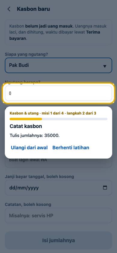 Langkah 2: Tulis jumlahnya: 35000.