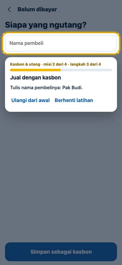 Langkah 3: Tulis nama pembelinya: Pak Budi.