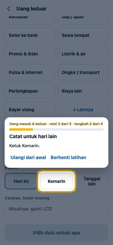 Langkah 2: Ketuk Kemarin.