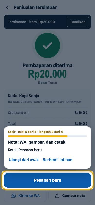 Langkah 4: Ketuk Pesanan baru.