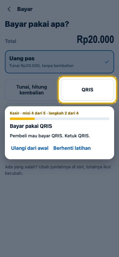 Langkah 2: Pembeli mau bayar QRIS. Ketuk QRIS.