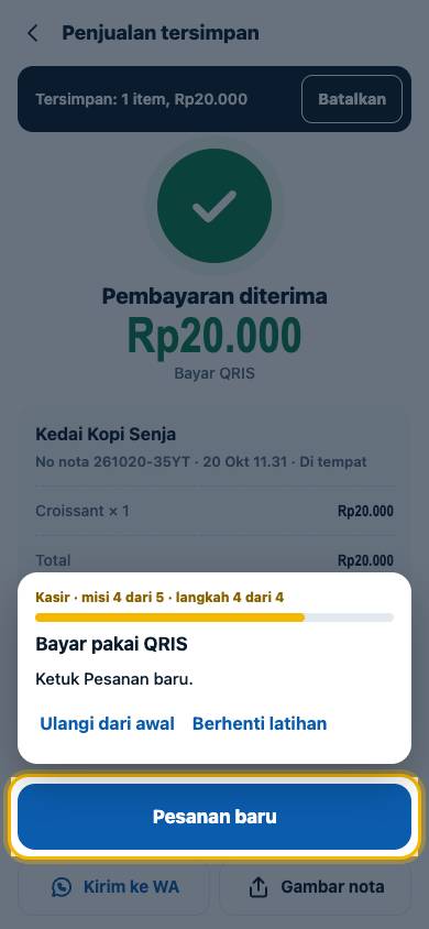 Langkah 4: Ketuk Pesanan baru.