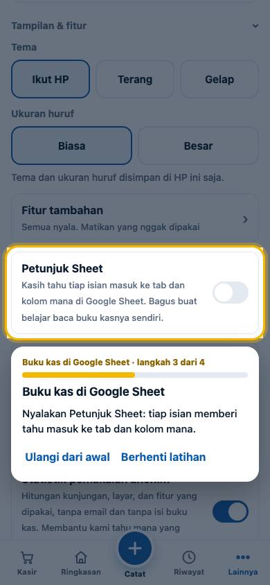 Langkah 3: Nyalakan Petunjuk Sheet: tiap isian memberi tahu masuk ke tab dan kolom mana.