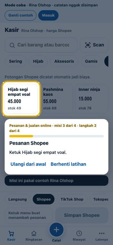 Langkah 2: Ketuk Hijab segi empat voal.
