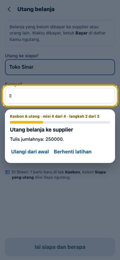 Langkah 2: Tulis jumlahnya: 250000.