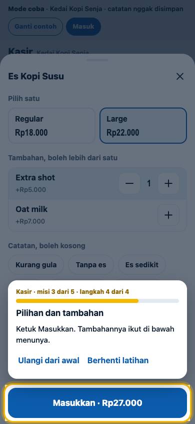 Langkah 4: Ketuk Masukkan. Tambahannya ikut di bawah menunya.